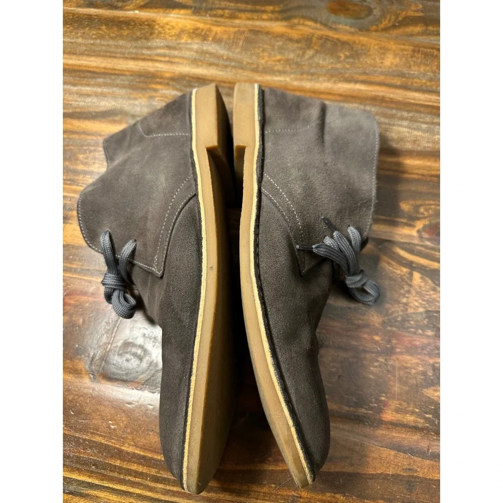 Robert Wayne Mens Suede Chukka Boots‎ Dark Gray Lace Up Desert Boots Size 13